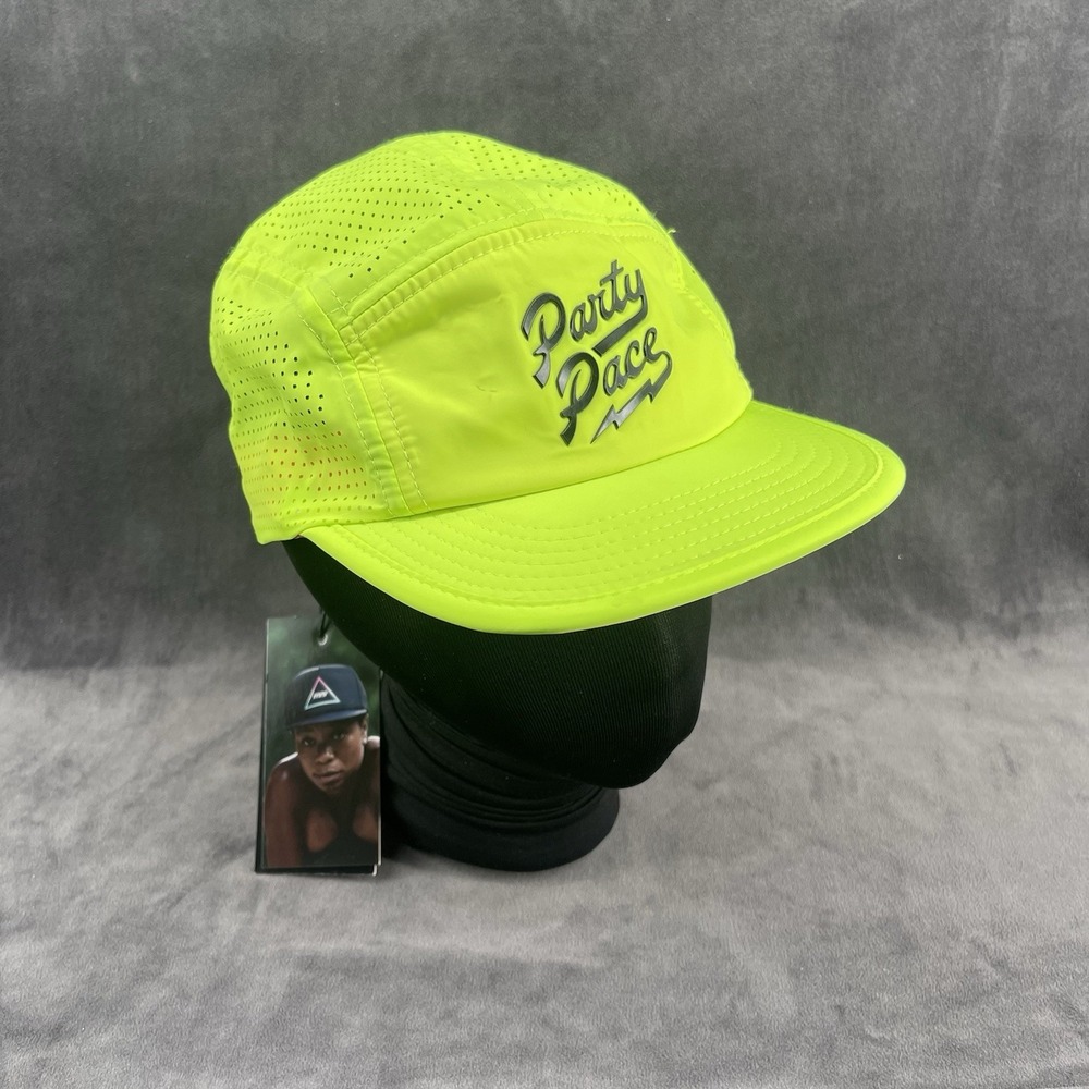 Party Pace Neon Green Running Cap NWT 5 Panel Performance Race Hat